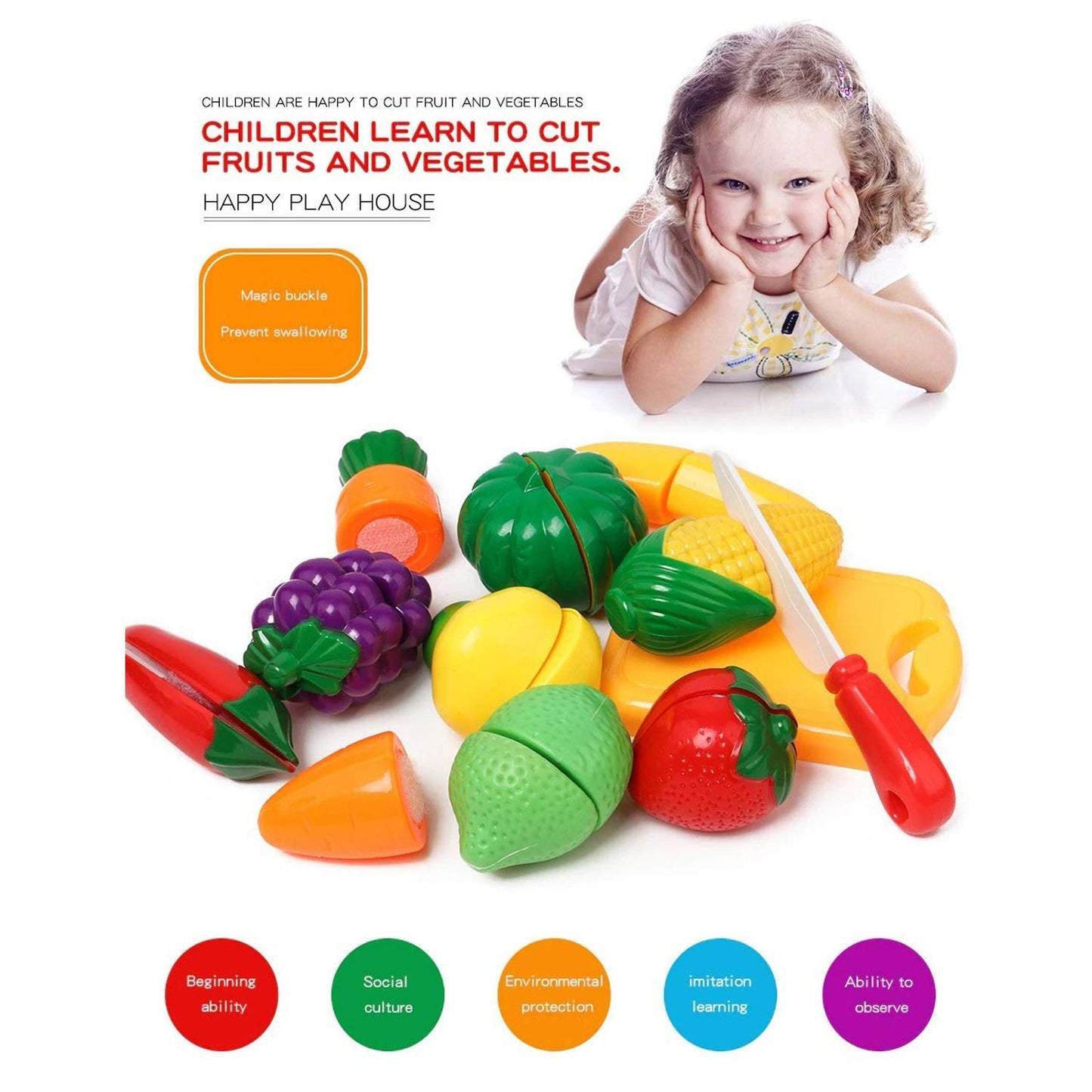 Plastic Fruits N Veggies Exclusive Collection Of Realistic Sliceable Fruits - Happy Price - Image 2