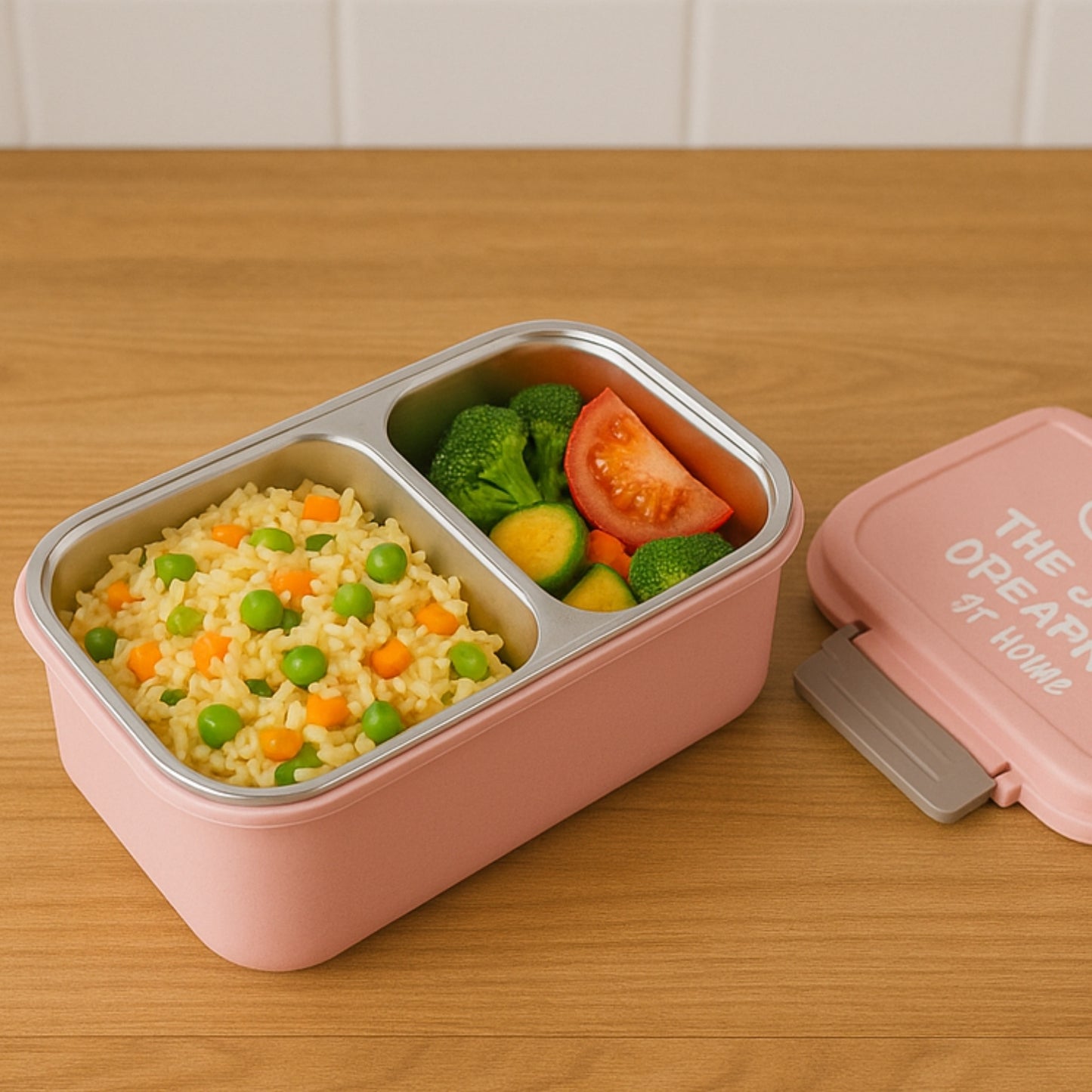 2 Compartment Stainless Steel Lunch Box - Leak Proof Tiffin for Office & School - Happy Price - Image 6