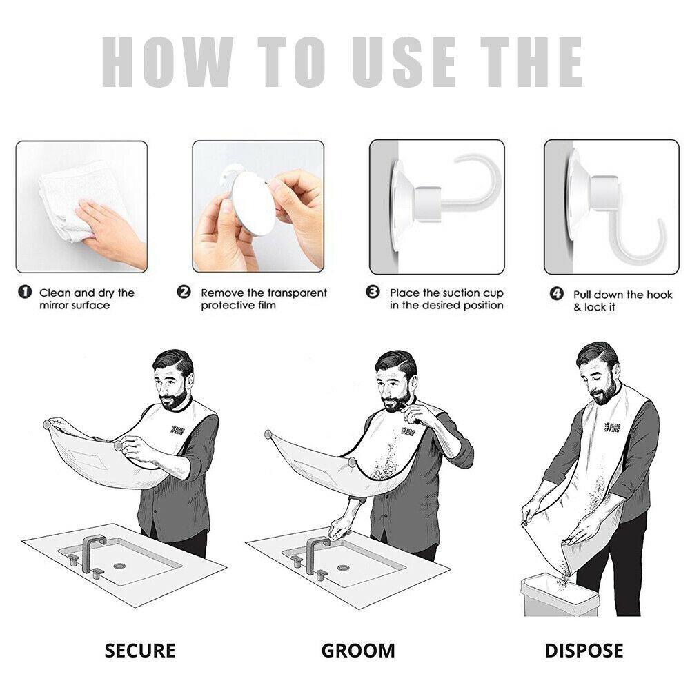 Black Beard Apron Hair Clippings Catcher Grooming Bib - Happy Price - Image 6