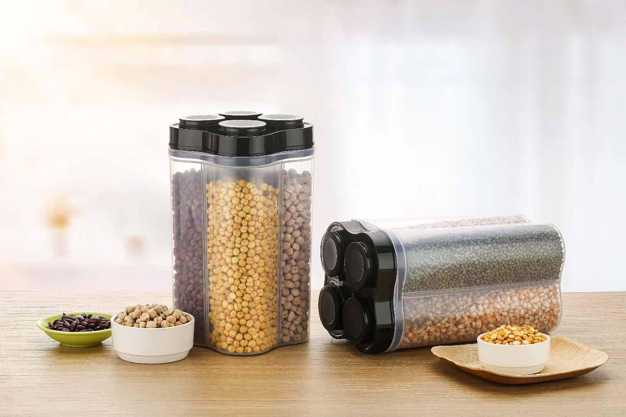 Plastic Lock Food Storage 4 Section Container Jar For Grocery Fridge Container. - Happy Price - Image 2