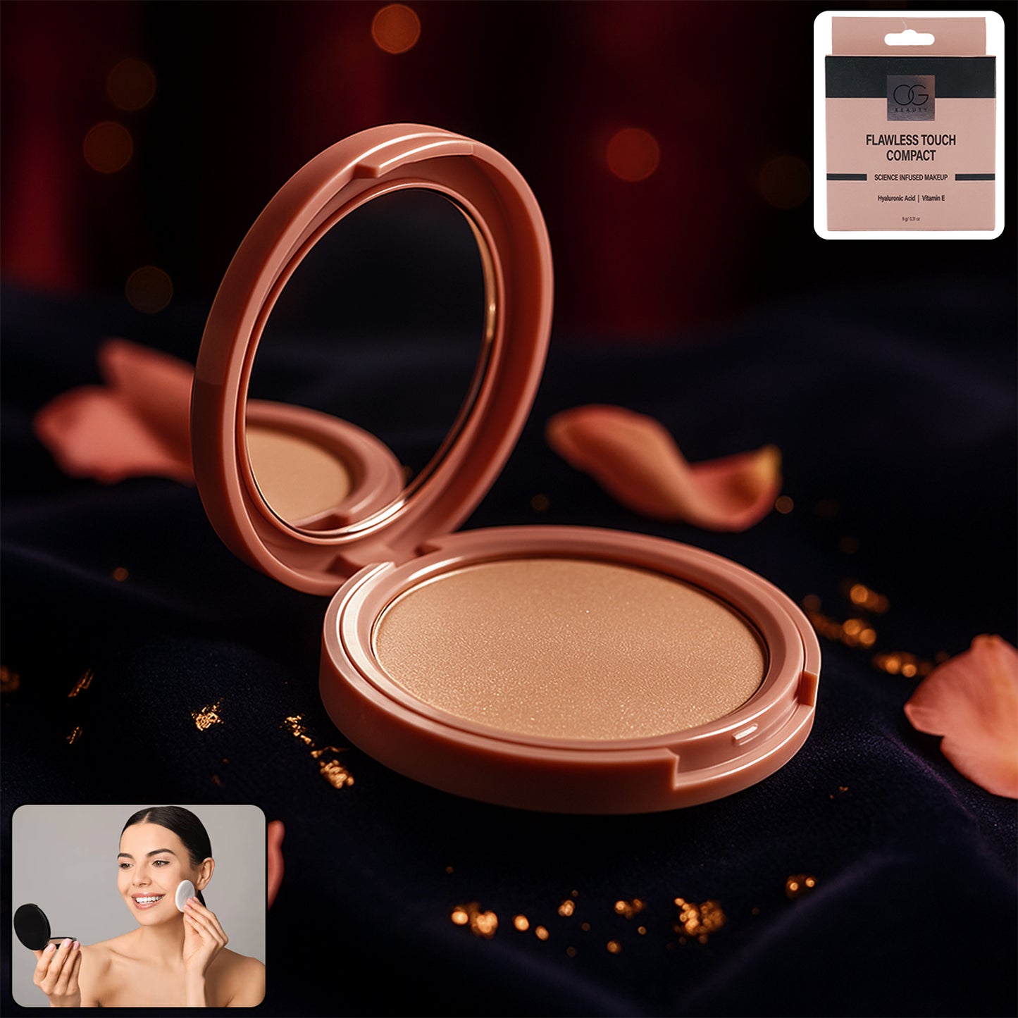 Hazelnut Flawless Touch Compact Powder - Brew Shade, 9 gm - Happy Price - Image 3