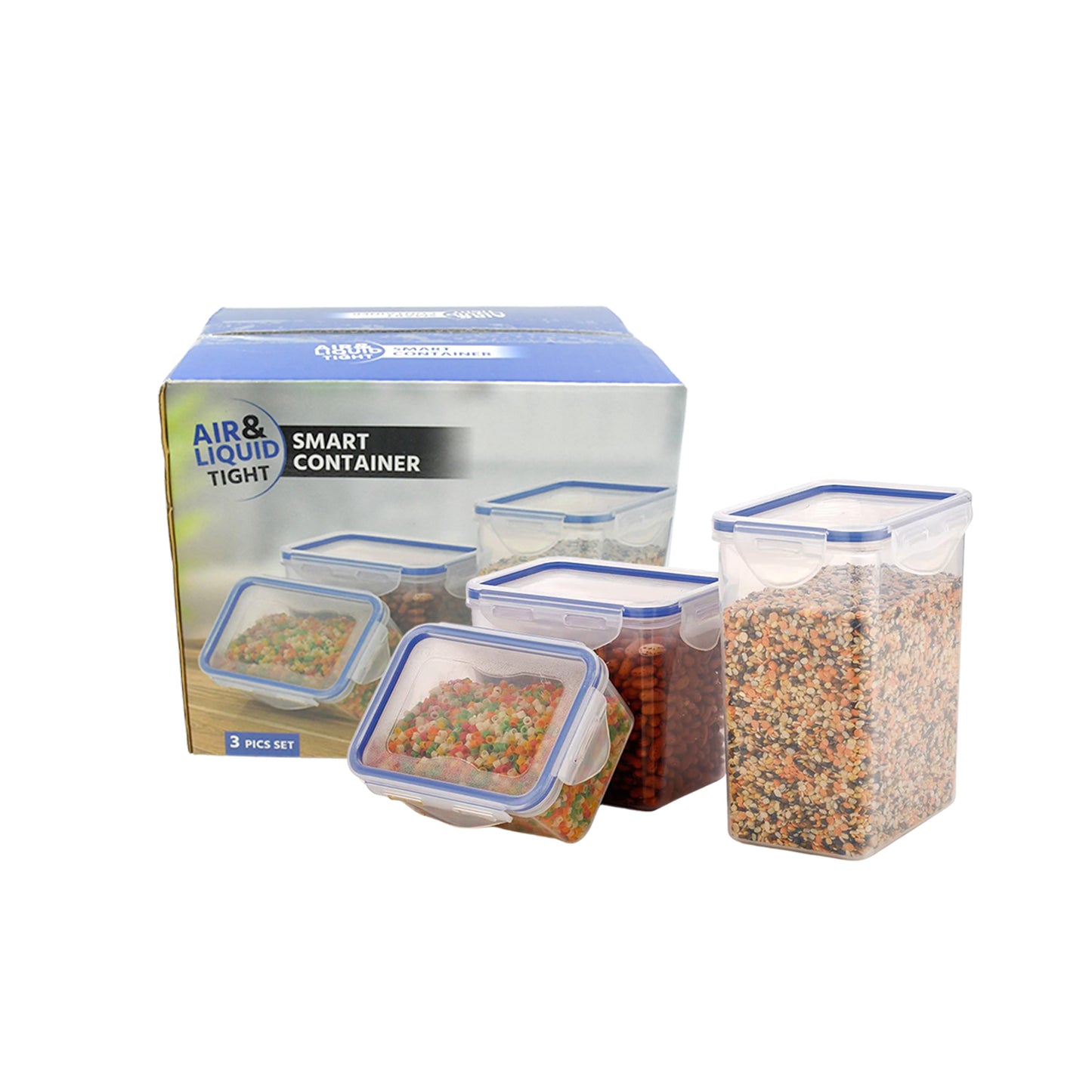Classics Rectangular Plastic Airtight Food Storage Containers With Leak Proof Locking Lid Storage Container Set Of 3 Pc( Approx Capacity 500ml1000ml1500ml Transparent) - Happy Price - Image 4