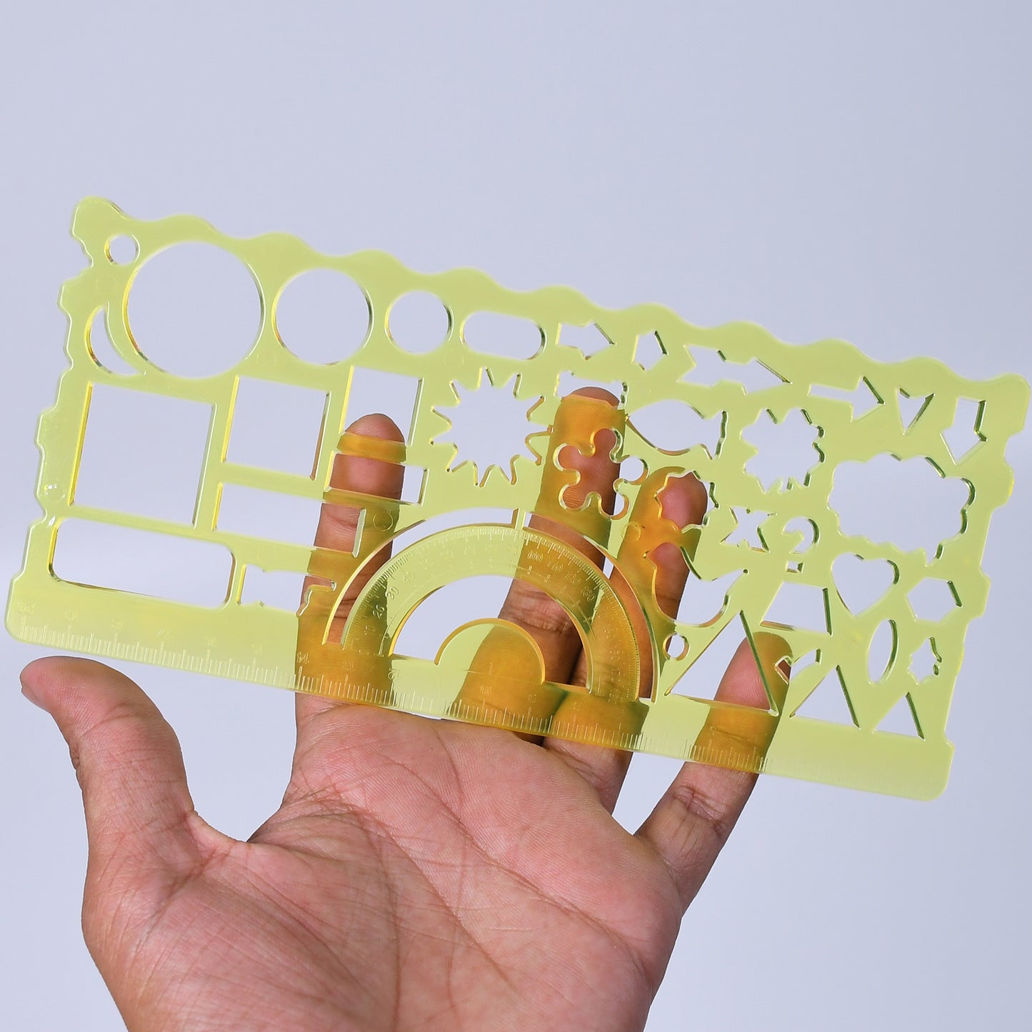 Clear Green Circle Triangle Square Rectangle Template Drawing Ruler Scale Suitable For School  Drawing Use ( 2pc ) - Happy Price - Image 4