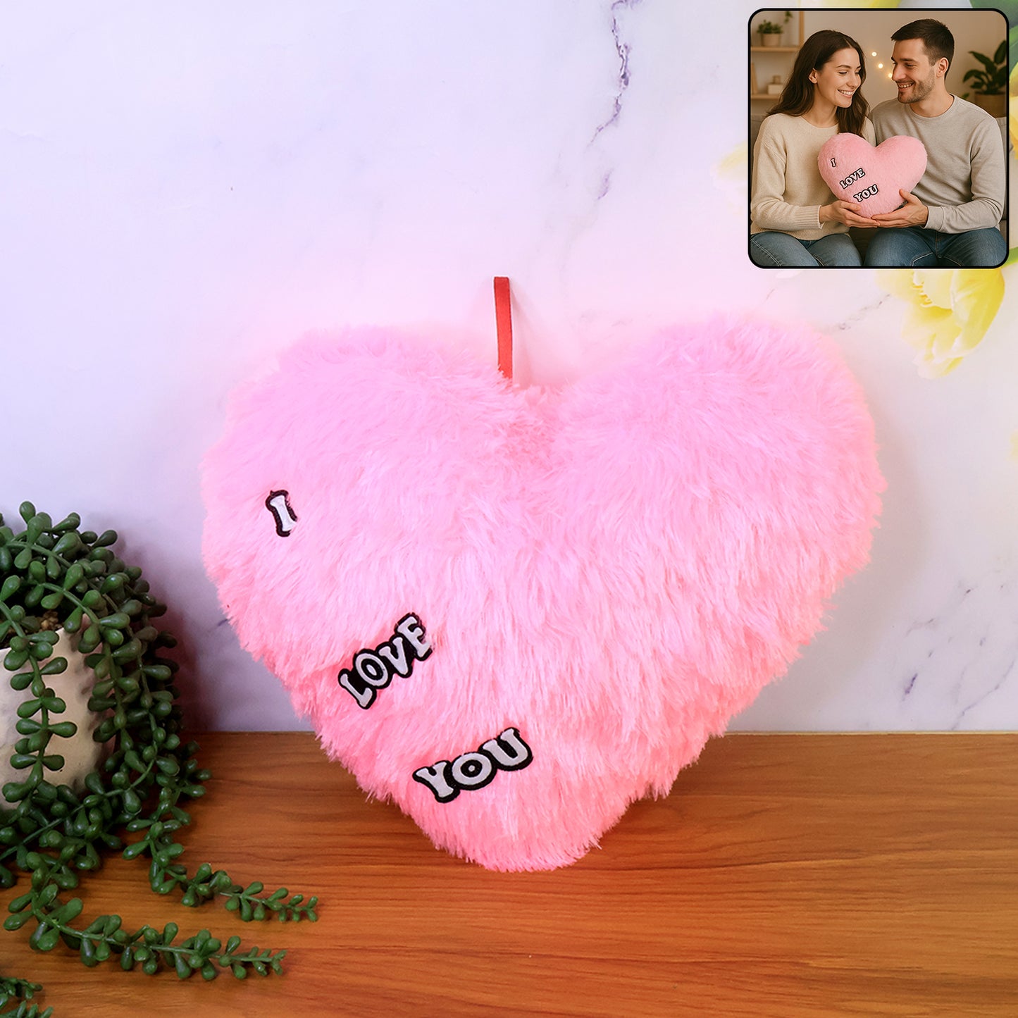 Soft Plush Heart Cushion with 'I Love You' Embroidery - Romantic Gift (1 Pc) - Happy Price - Image 3