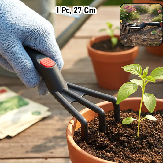 Hand Garden Cultivator Rake Plastic Gardening Tool (1 Pc 27 Cm)