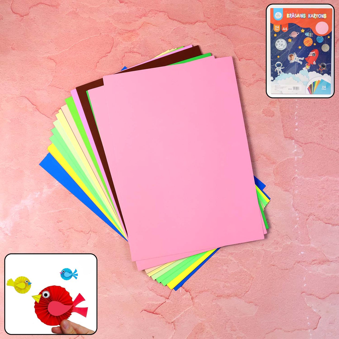 A4 Craft Paper Sheets - 24 Assorted Colors for Art Projects - Happy Price - Image 2