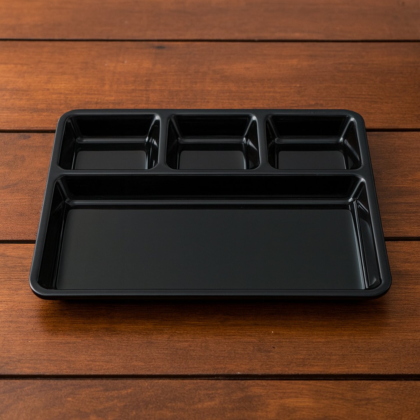 Plastic 4-Compartment Rectangular Meal Tray - 33x25 cm, 1 Pc Black Dining Plate - Happy Price - Image 6