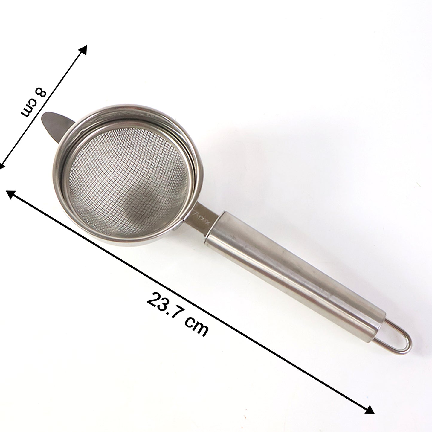 Medium Stainless Steel Double Mesh Kitchen Strainer with Pipe Handle - 1 Pc - Happy Price - Image 3