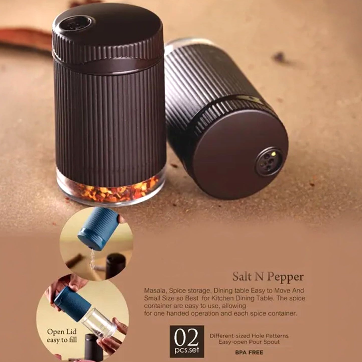 Supermom Linoo Salt  Pepper Dispenser Set (2 Pc) - Happy Price - Image 5