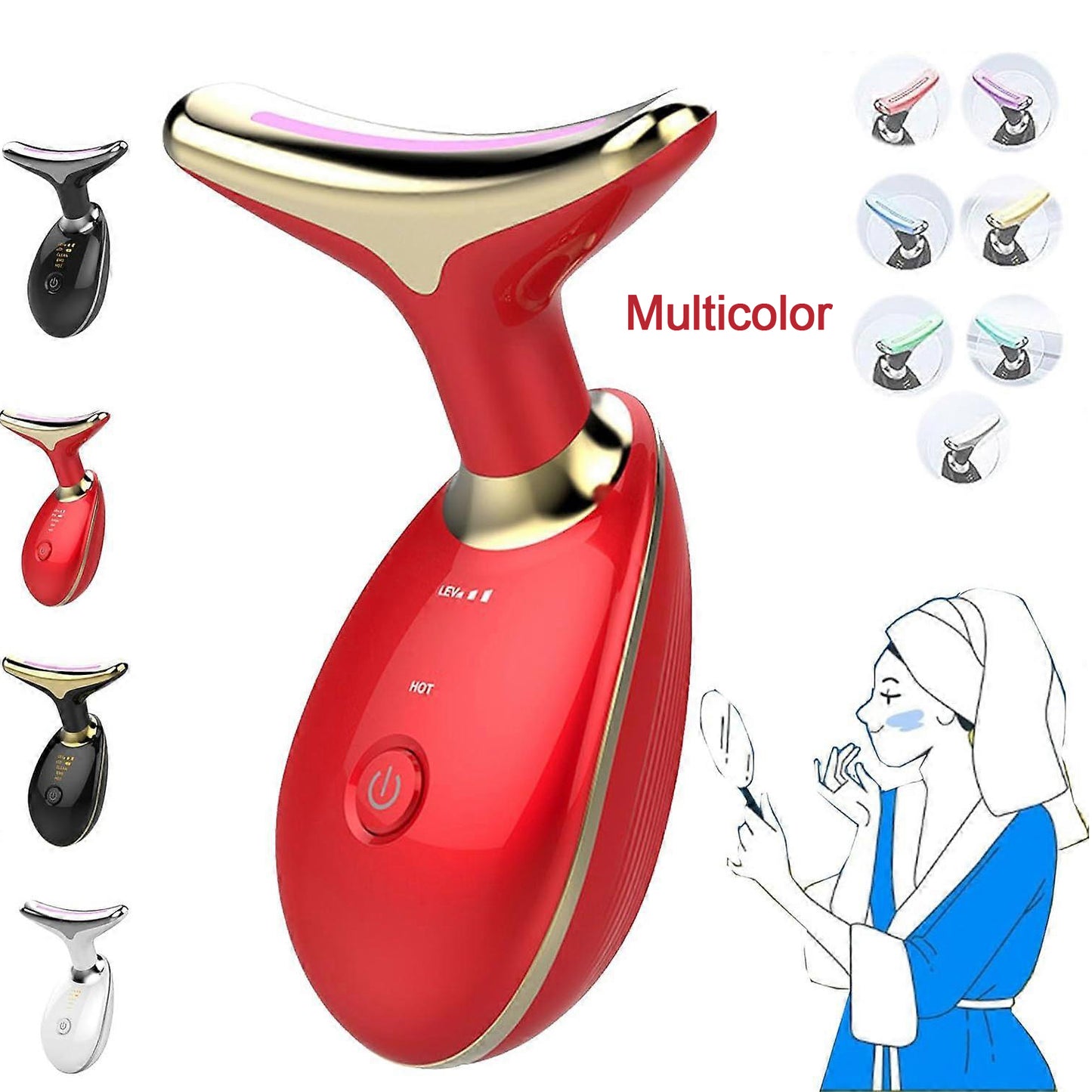 LED Photon Face Beauty Device with EMS - Wrinkle Remover & Skin Tightening (1 Pc) - Happy Price - Image 3