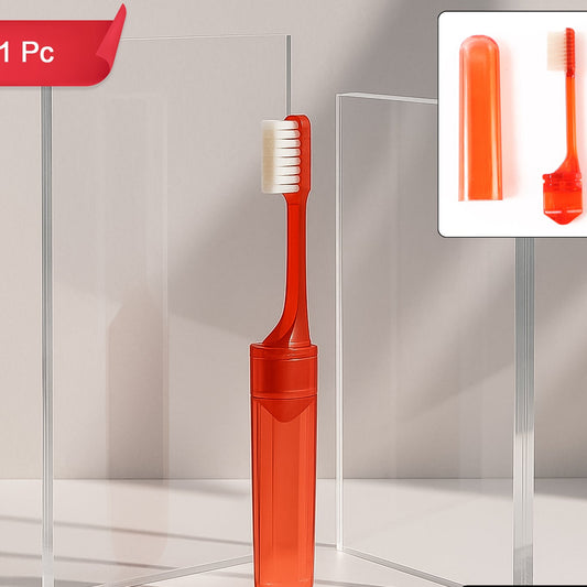 Portable Folding Toothbrush With Built-in Travel Case (1 Pc) - Happy Price - Image 1