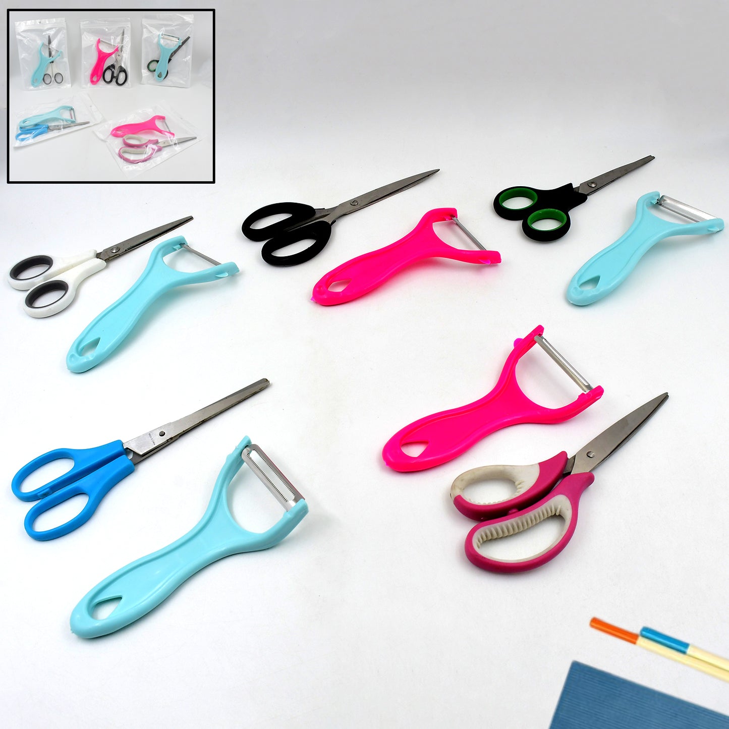 Stainless Steel Kitchen Scissors  Multipurpose Peeler (2 Pc Set  Mix Design Scissor  Peeler) - Happy Price - Image 3