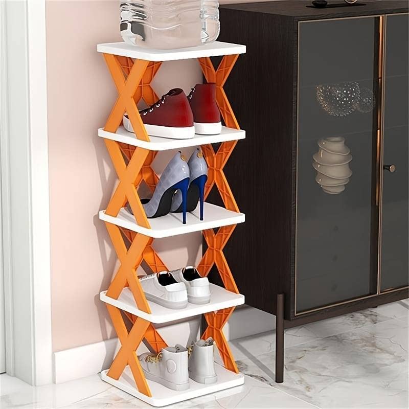 5 Tier Shoes Stand Shoe Tower Rack Suit For Small Spaces Closet Small Entryway Easy Assembly And Stable In Structure Corner Storage Cabinet For Saving Space - Happy Price - Image 2