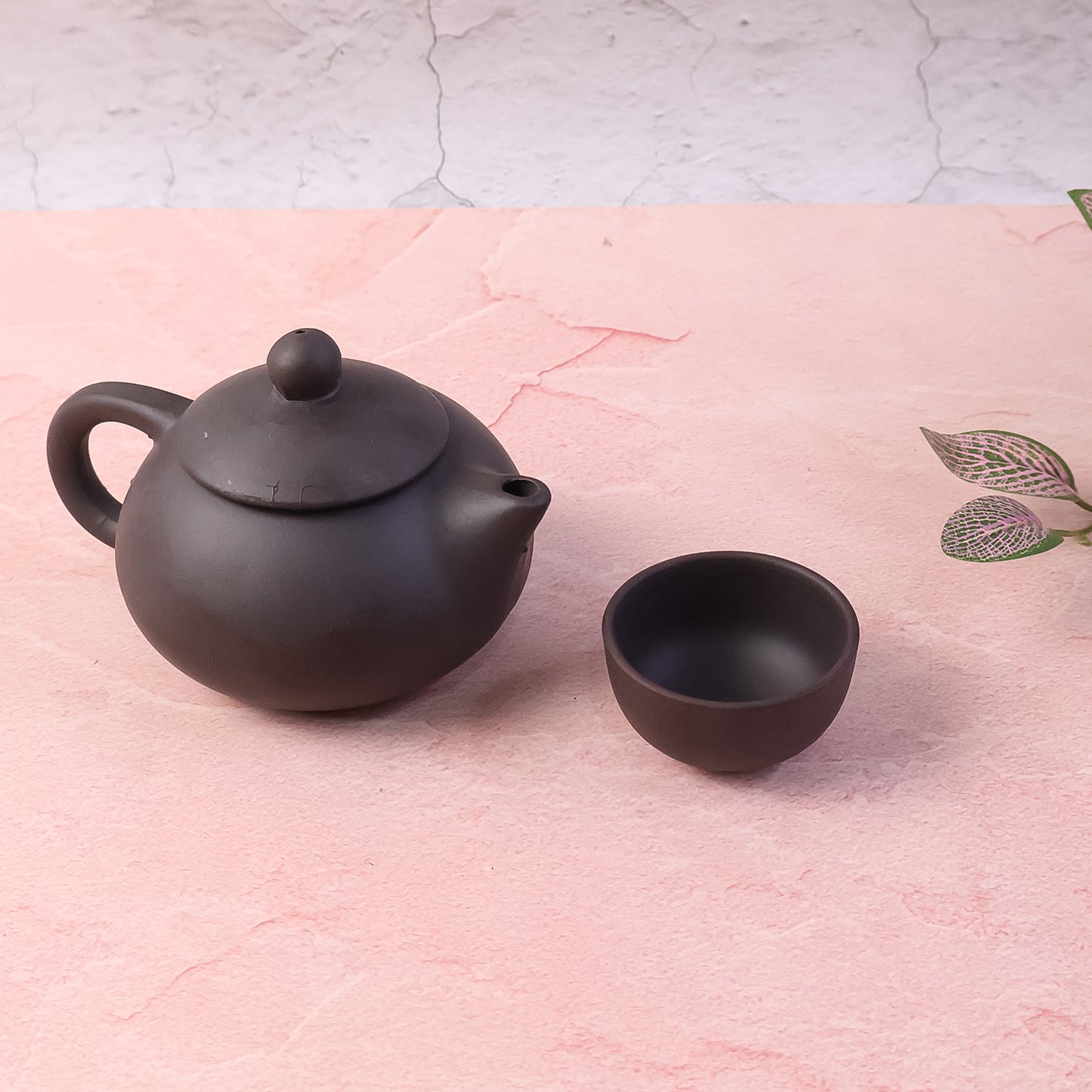 Black Clay Ceramic Tea Set with Teapot and 4 Cups - 5 Piece Oriental Brew Set - Happy Price - Image 2