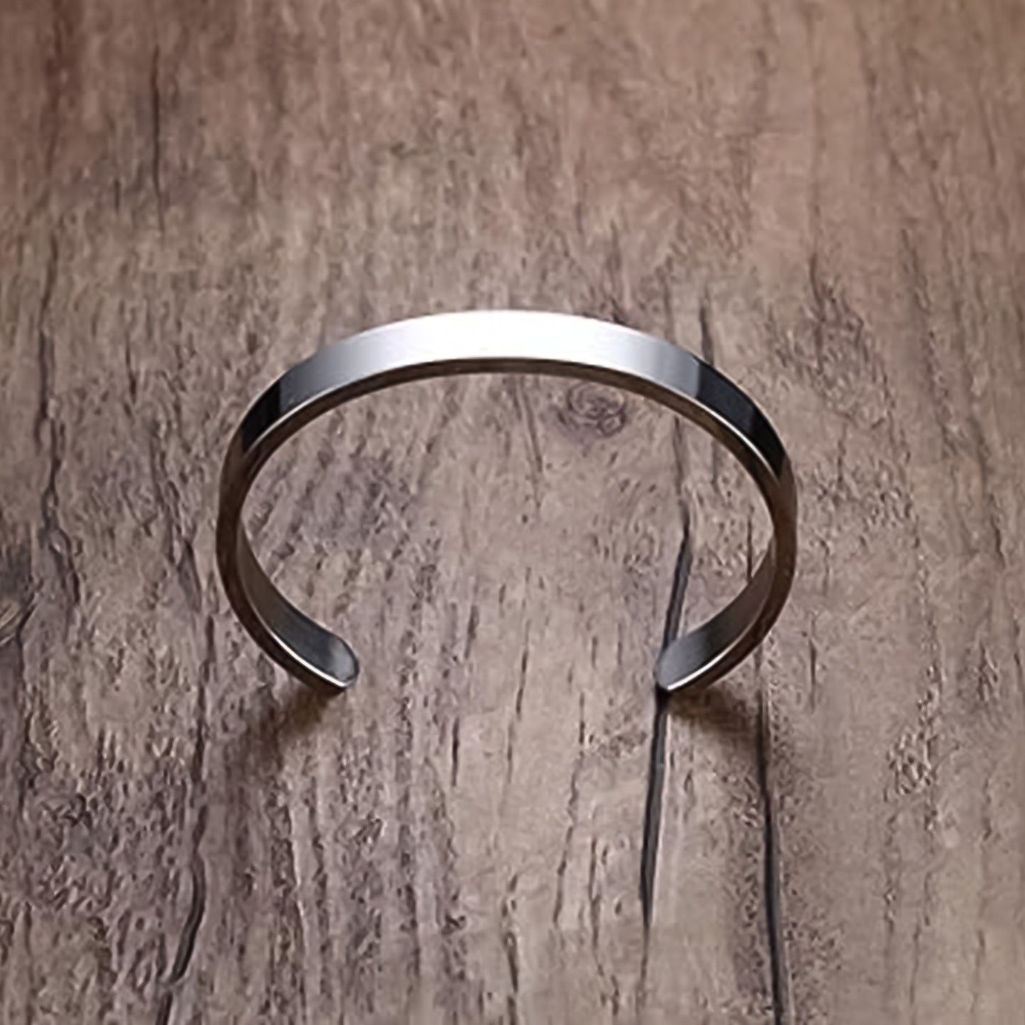 Minimalist Silver Stainless Steel Open Kada Bracelet (1 Pc) - Happy Price - Image 3