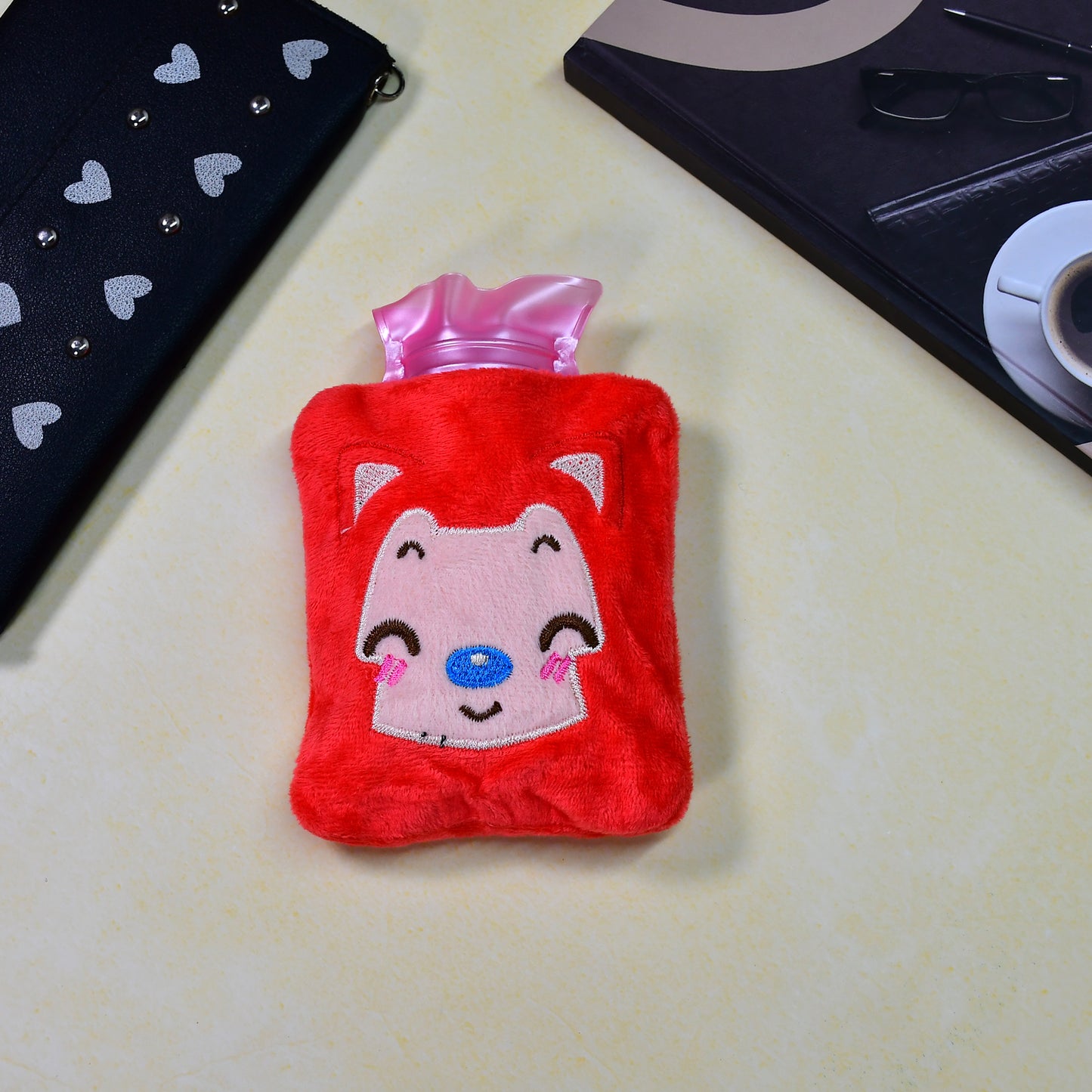 Small Pink Hot Water Bag with Soft Cover for Pain Relief - Happy Price - Image 3