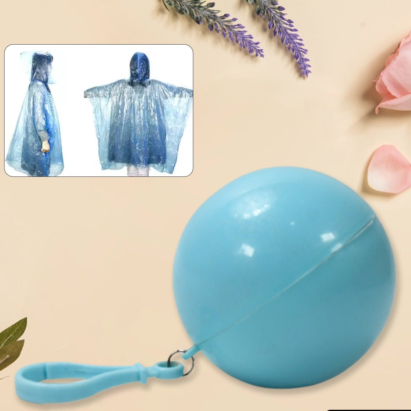 Disposable Raincoat For Kids With Hood And Attachable Round Case Clear Plastic Raincoats For Emergency Girls Boys Disposable Emergency Ball Raincoat For Traveling And Outdoor Activities (1 Pc  Multicolor) - Happy Price - Image 1