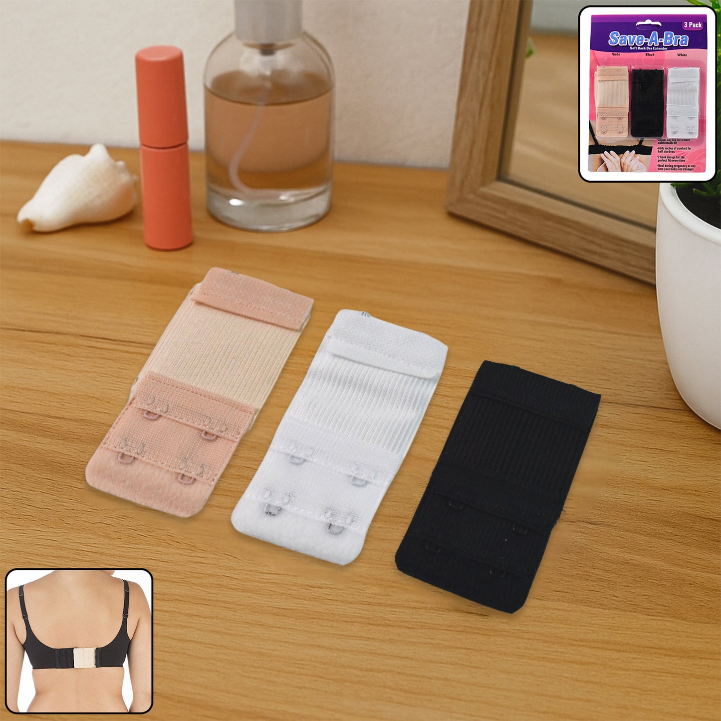 3-Piece Bra Extender Set with 2 Hooks - Comfortable Fit - Happy Price - Image 2