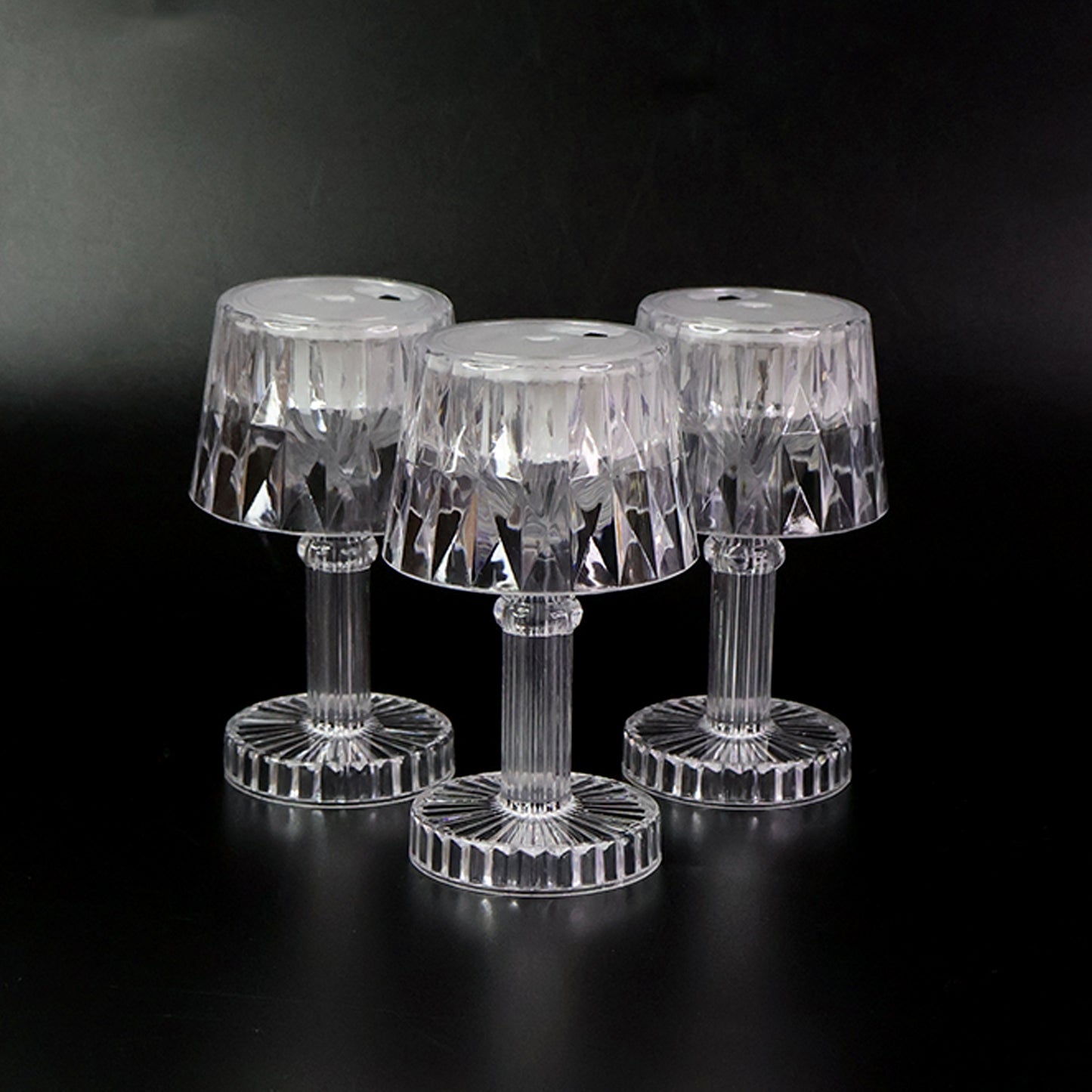 3 Pc Battery Operated Crystal Effect Mini Table Lamps Set - Happy Price - Image 2