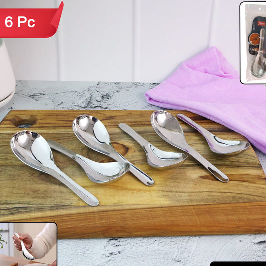 6 Piece Stainless Steel Soup Spoon Set for Everyday Dining - Happy Price - Image 1
