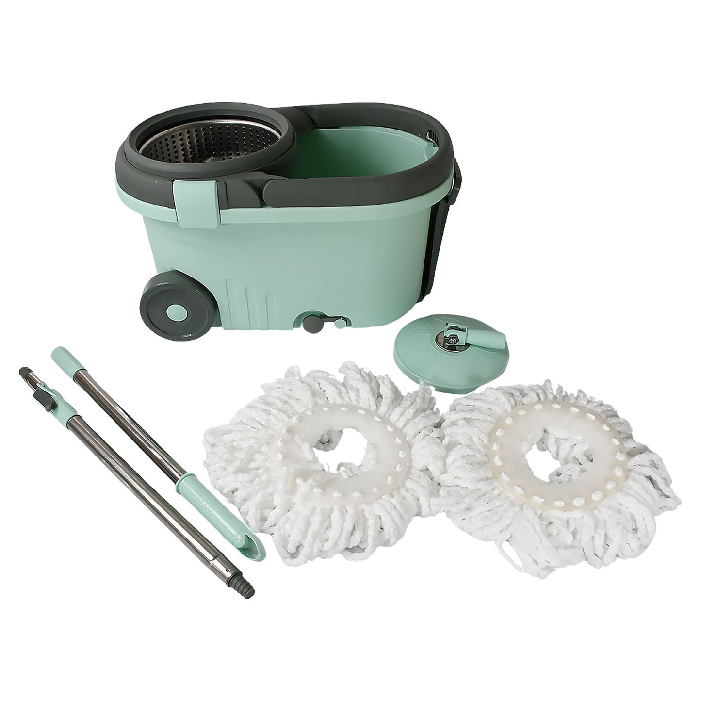 Ganesh Quick Spin Mop Steel Spin Bucket Floor Cleaning Easy Wheels  Big Bucket Floor Cleaning Mop With Bucket 2 Micro Fiber Head  Refill - Happy Price - Image 4