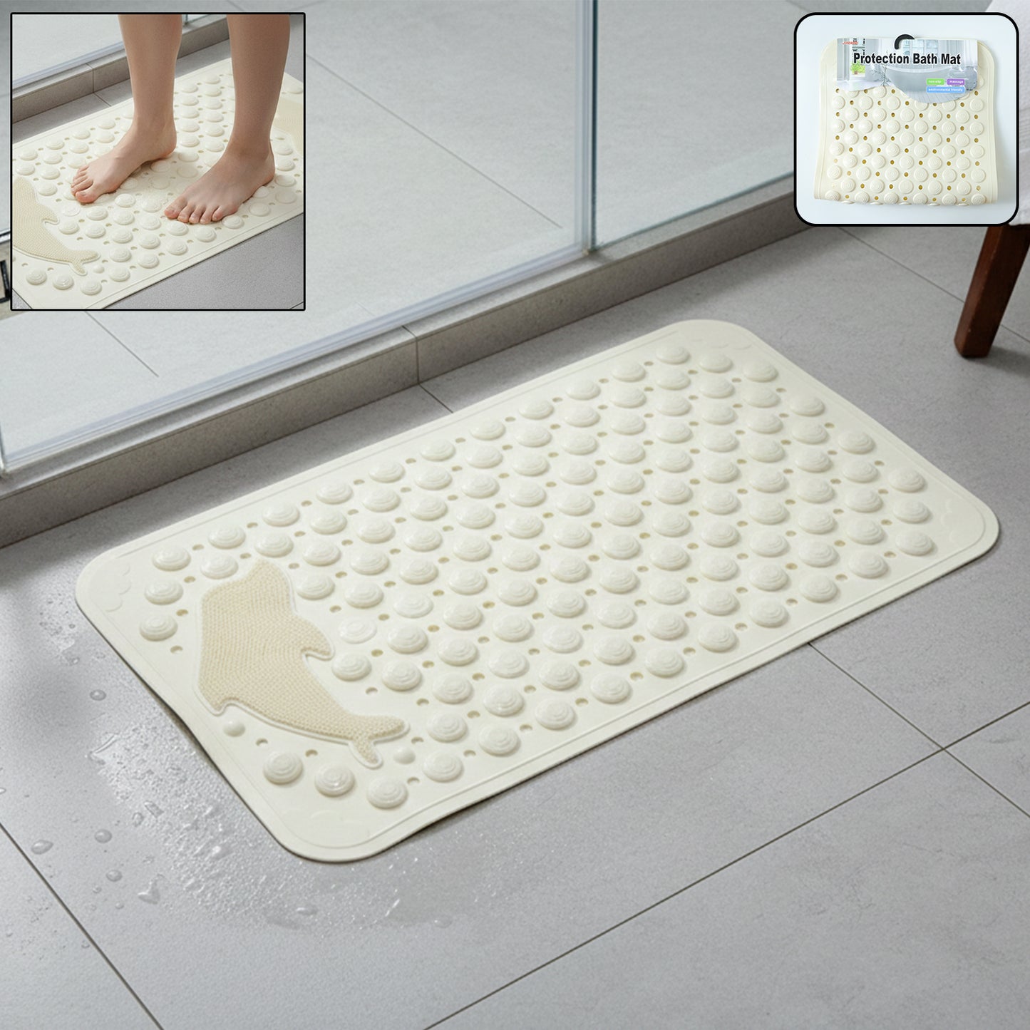 Anti-Slip Bath Mat with Suction Cups (69 x 35 Cm) - Bathroom Safety Floor Grip - Happy Price - Image 2