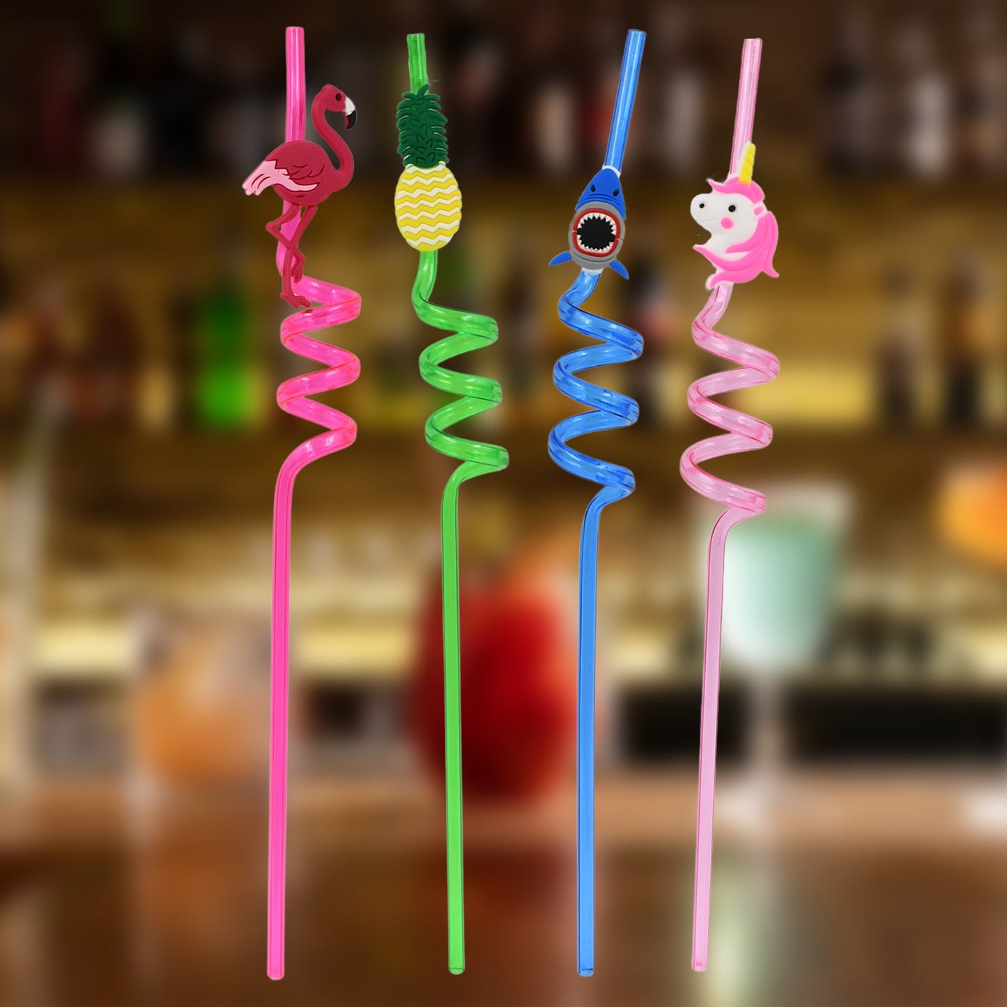 Childrens Plastic Straws Reusable Plastic Straws (12 Pcs Set  Mix Design) - Happy Price - Image 2