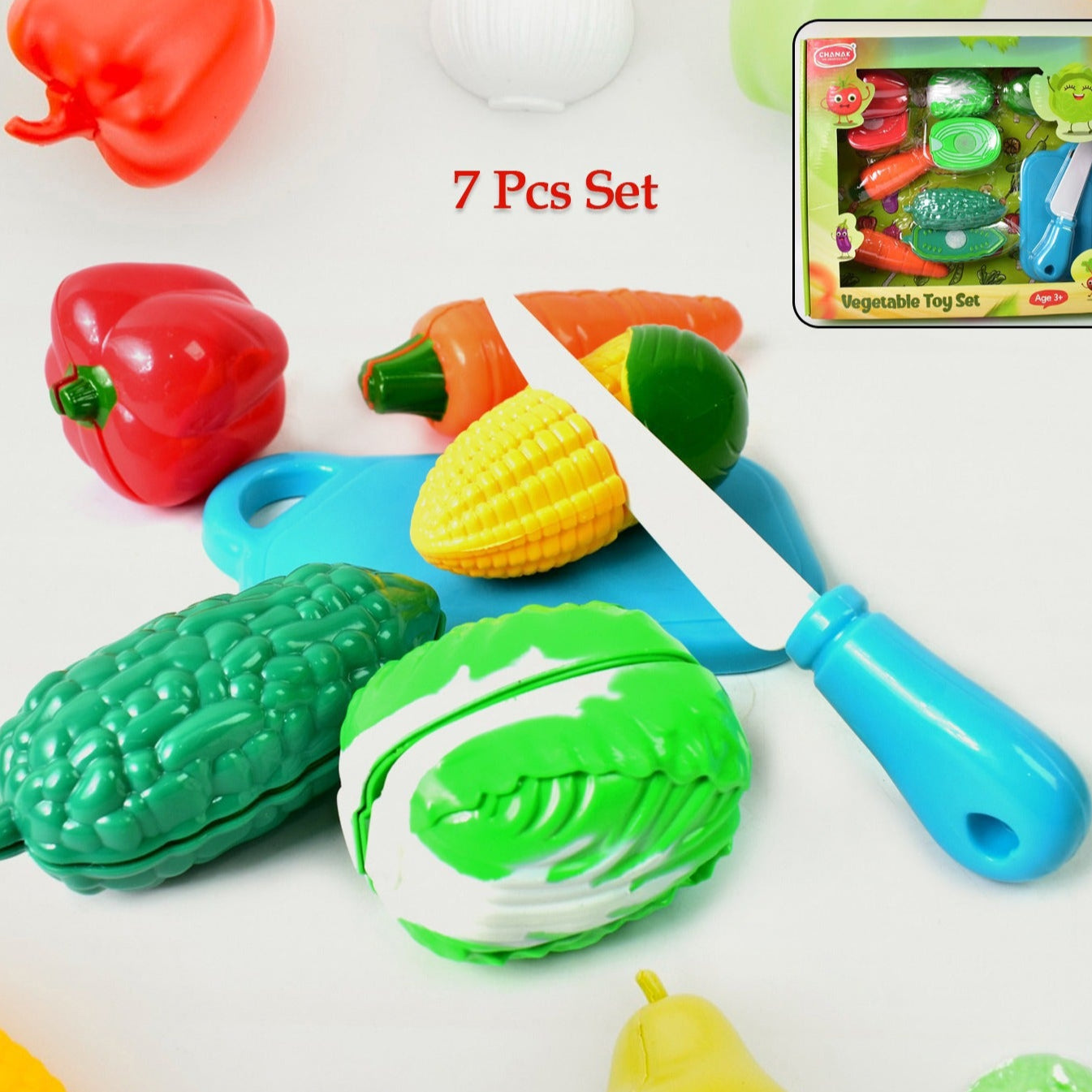 Realistic Slice-able Fruits And Vegetables Cut In 2 Part Play Toy Set - Happy Price - Image 1
