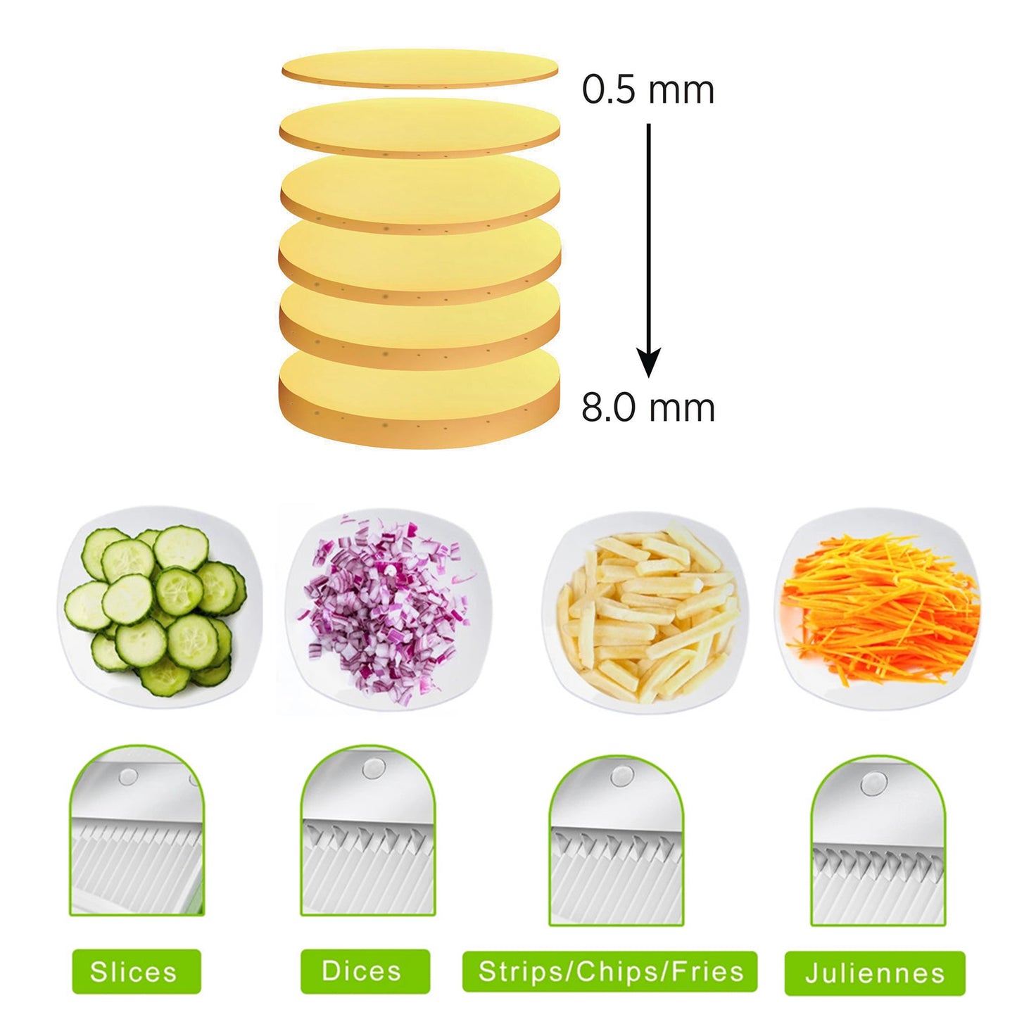 Adjustable Hand Press Vegetable Slicer with 3 Blades - Happy Price - Image 3