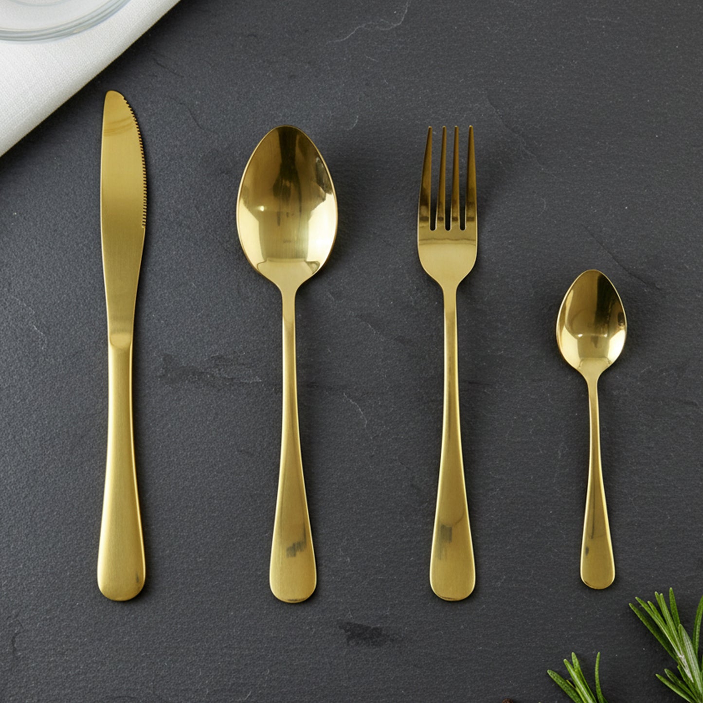 24 Piece Stainless Steel Gold Cutlery Set with Pineapple Stand - Happy Price - Image 5