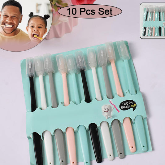 Kids Adults Ultra Soft-bristled Toothbrush With Cover (10 Pcs Set) - Happy Price - Image 1