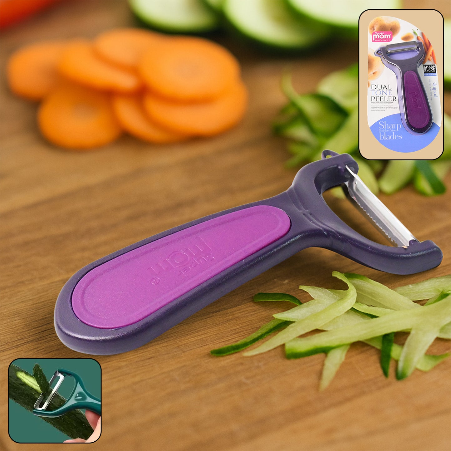 Dual Tone Ergonomic Peeler with Sharp Stainless Steel Blade (1 Pc) - Happy Price - Image 2