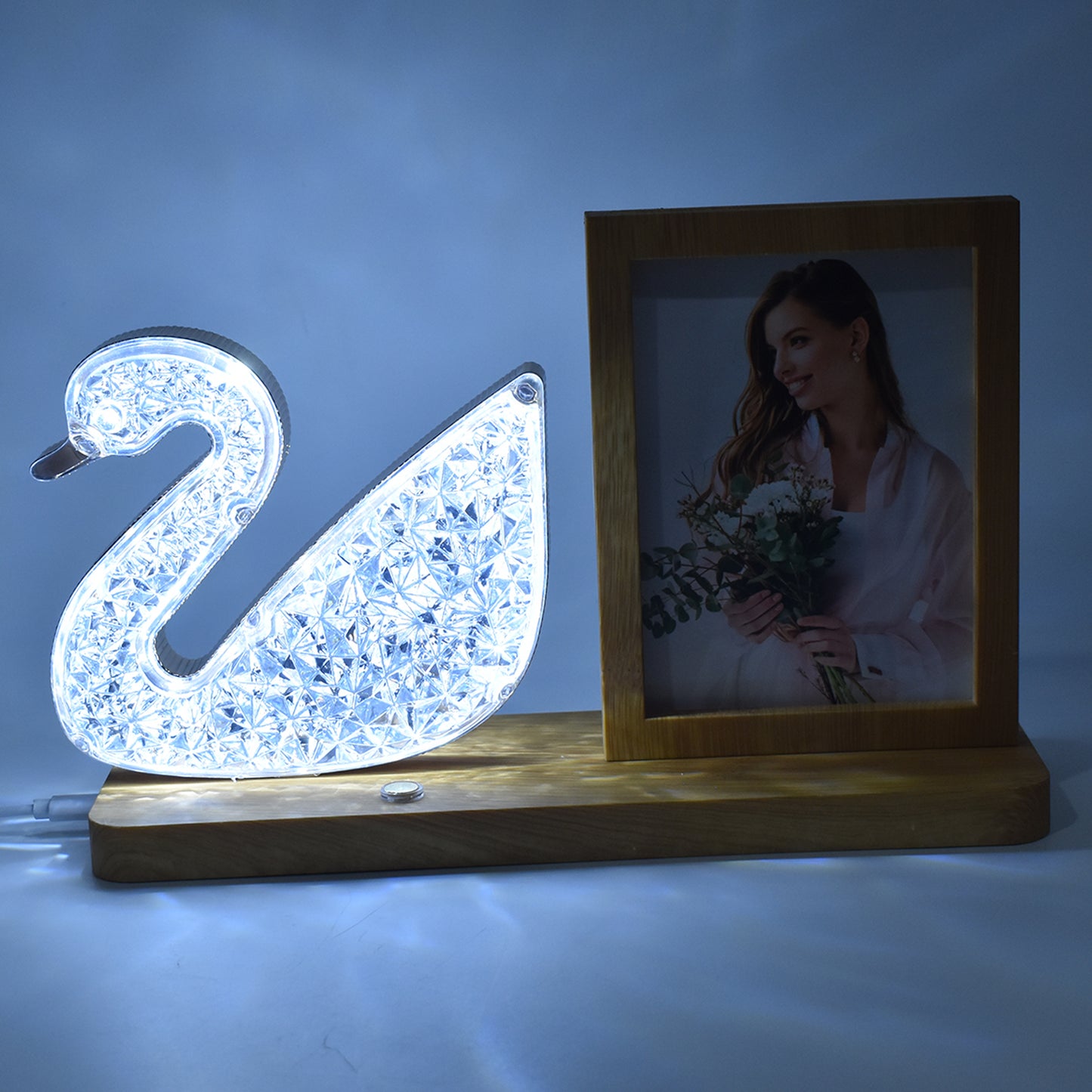 Duck Shape Cystal Led Lamp  Photo Frame Night Lamp  Wedding Gift  Love Couple - Happy Price - Image 4