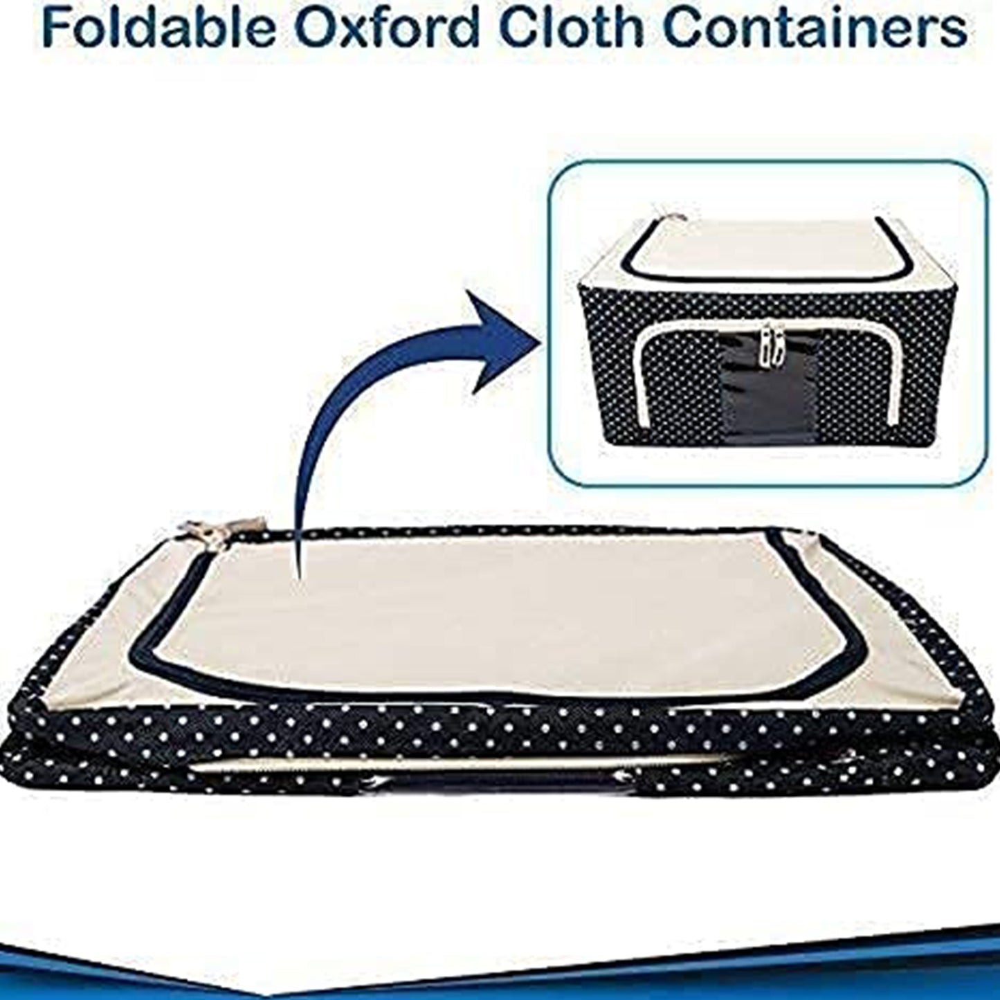 Foldable Steel Frame Clothes Living Storage Organizer Handled Bag Box For Large Size Bedding Blankets Women Saree Toys  Cloth Storage Box  Bag (66 Liter) - Happy Price - Image 4