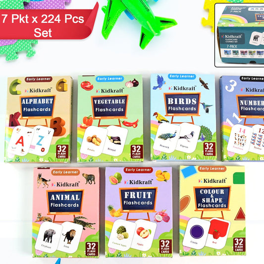 224 Pcs Early Learning Flashcard Combo Set - 7 Topics for Kids - Happy Price - Image 1