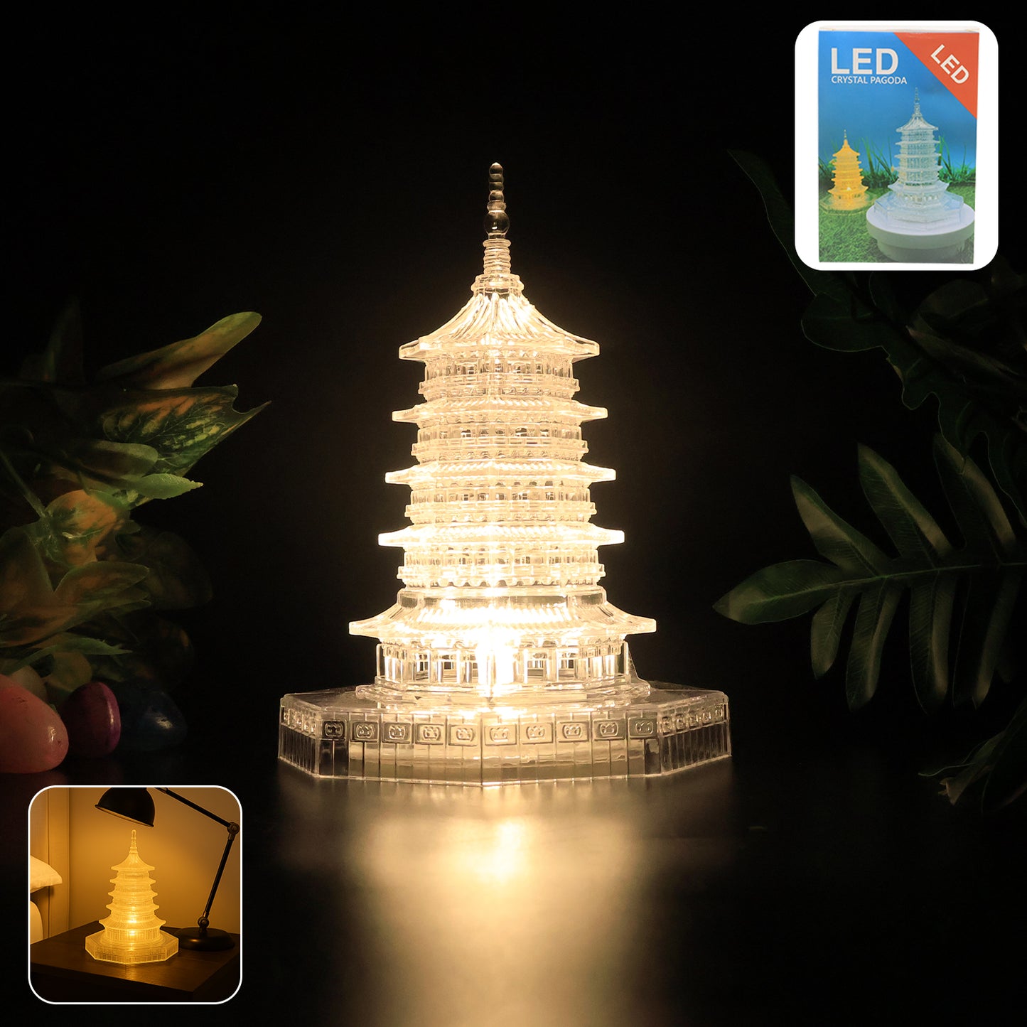 Crystal Pagoda LED Light (1 Pc) - Battery Operated Decorative Lamp for Home & Festivals - Happy Price - Image 3