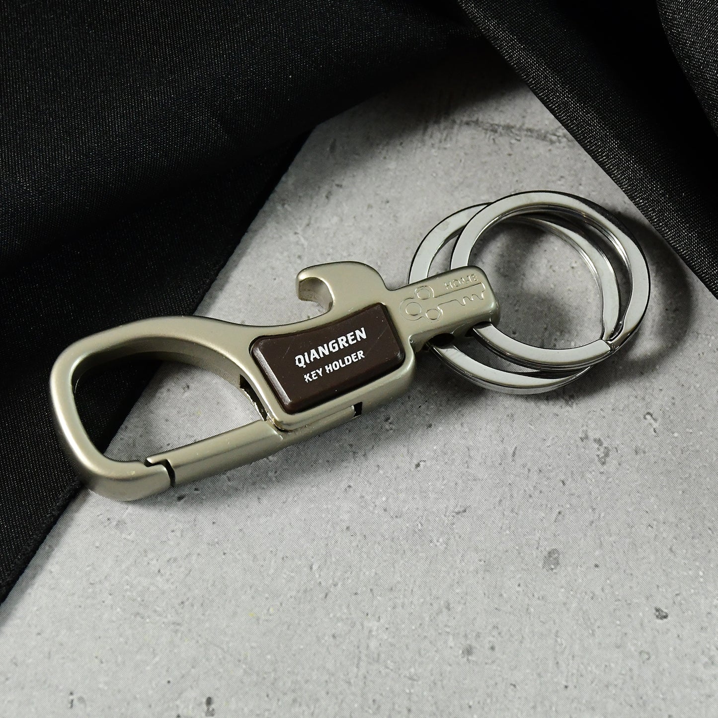 Premium Metal Keychain Carabiner Clip Hook With Dual Key Rings (1 Pc)