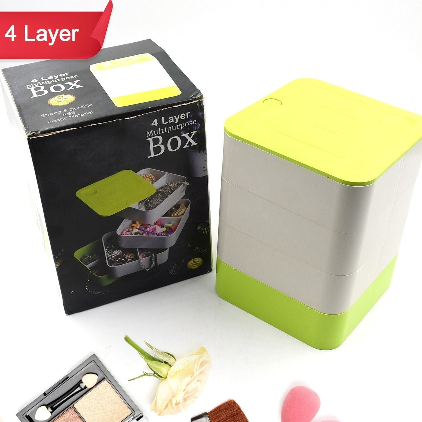 4 Layers Jewelry Box 360 Degree Rotating Jewelry Box Jewelry And Earring Organizer Box Accessory Storage Box - Happy Price - Image 1