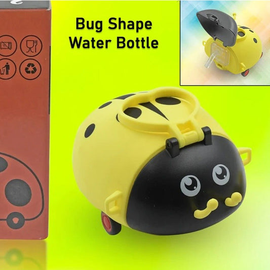 Cute Plastic Bug Shape Water Bottle With Adjustable Shoulder Strap 4 Wheel   Straw Portable Drinking Cup Water Bottle For Kids  Water Bottle  Return Gift For Kids  Water Bottle With Straw  School Kinds Water Bottle (1 Pc) - Happy Price - Image 1