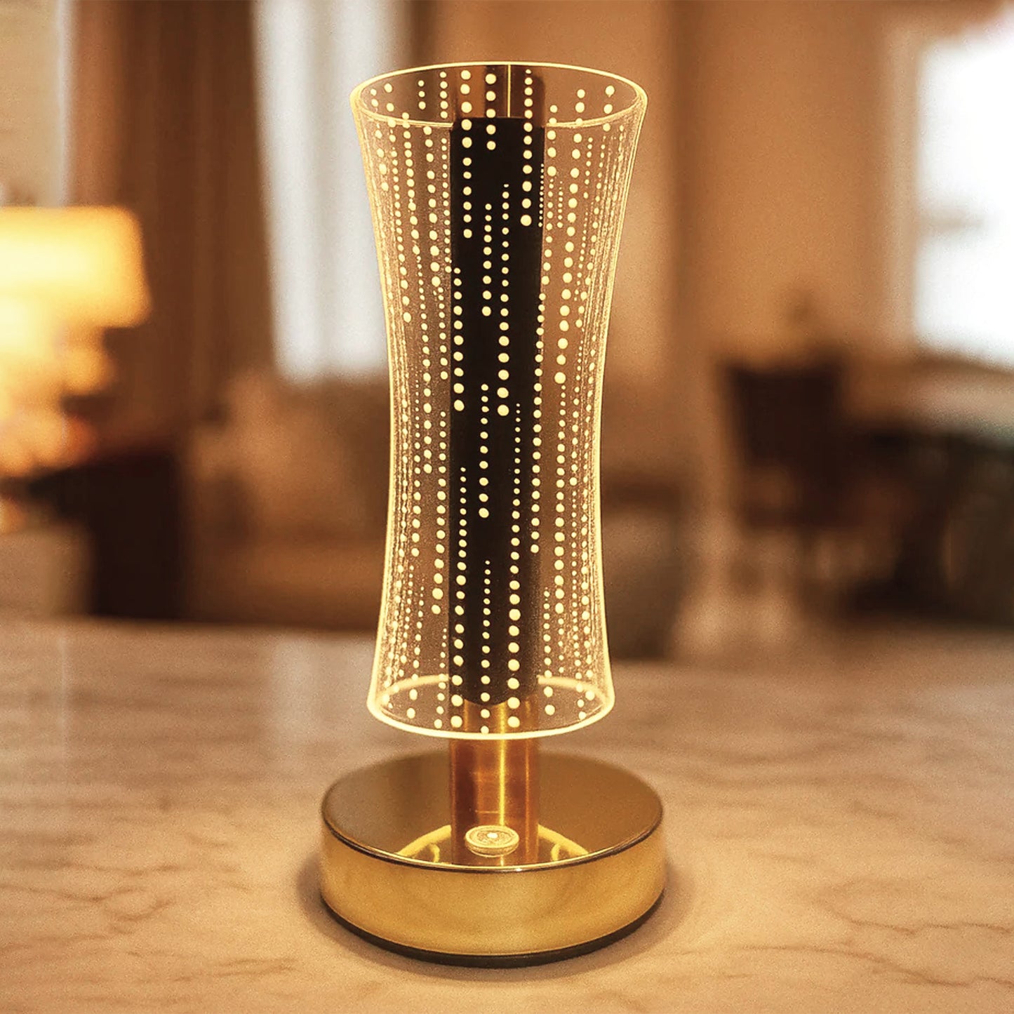 Crystal LED Table Lamp with Golden Base - USB Rechargeable Decorative Light (1 Pc) - Happy Price - Image 5