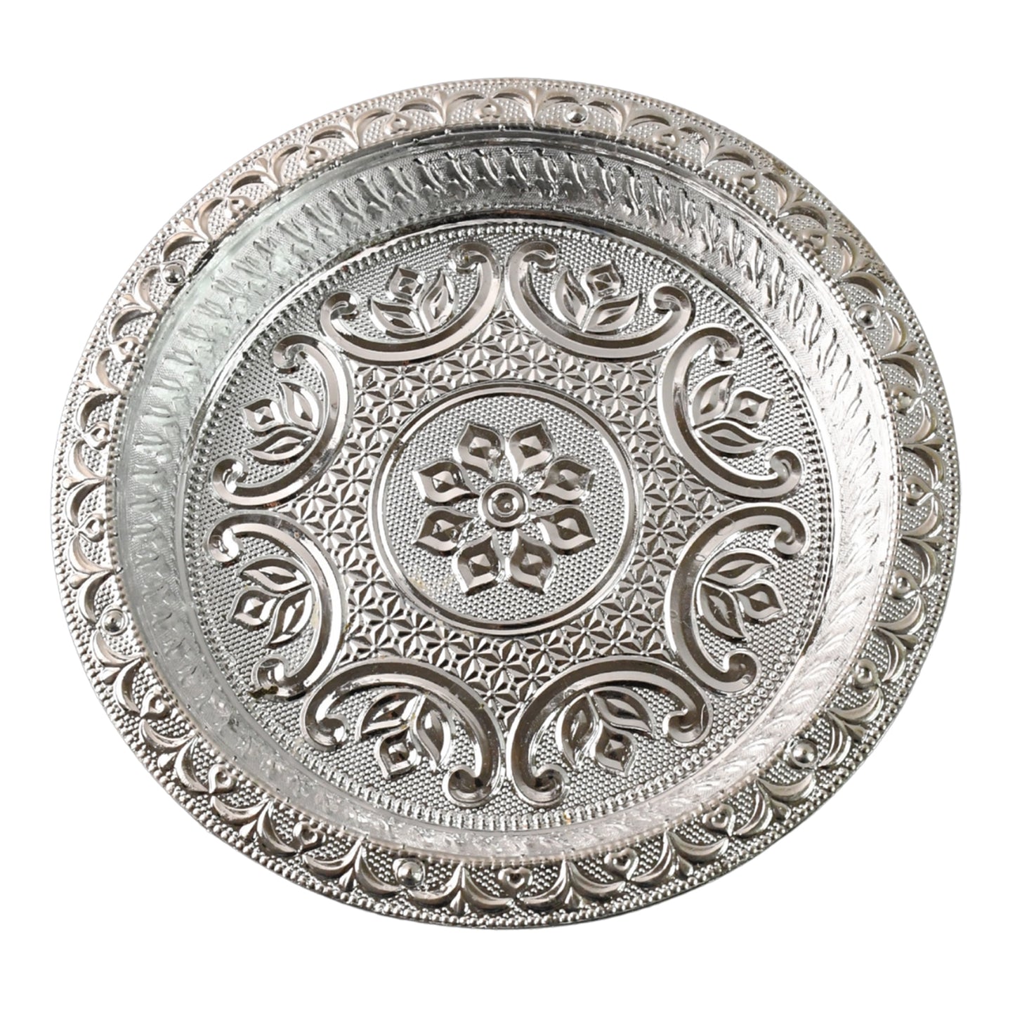 Silver Finish Plastic Pooja Thali - 1 Pc - Happy Price - Image 2