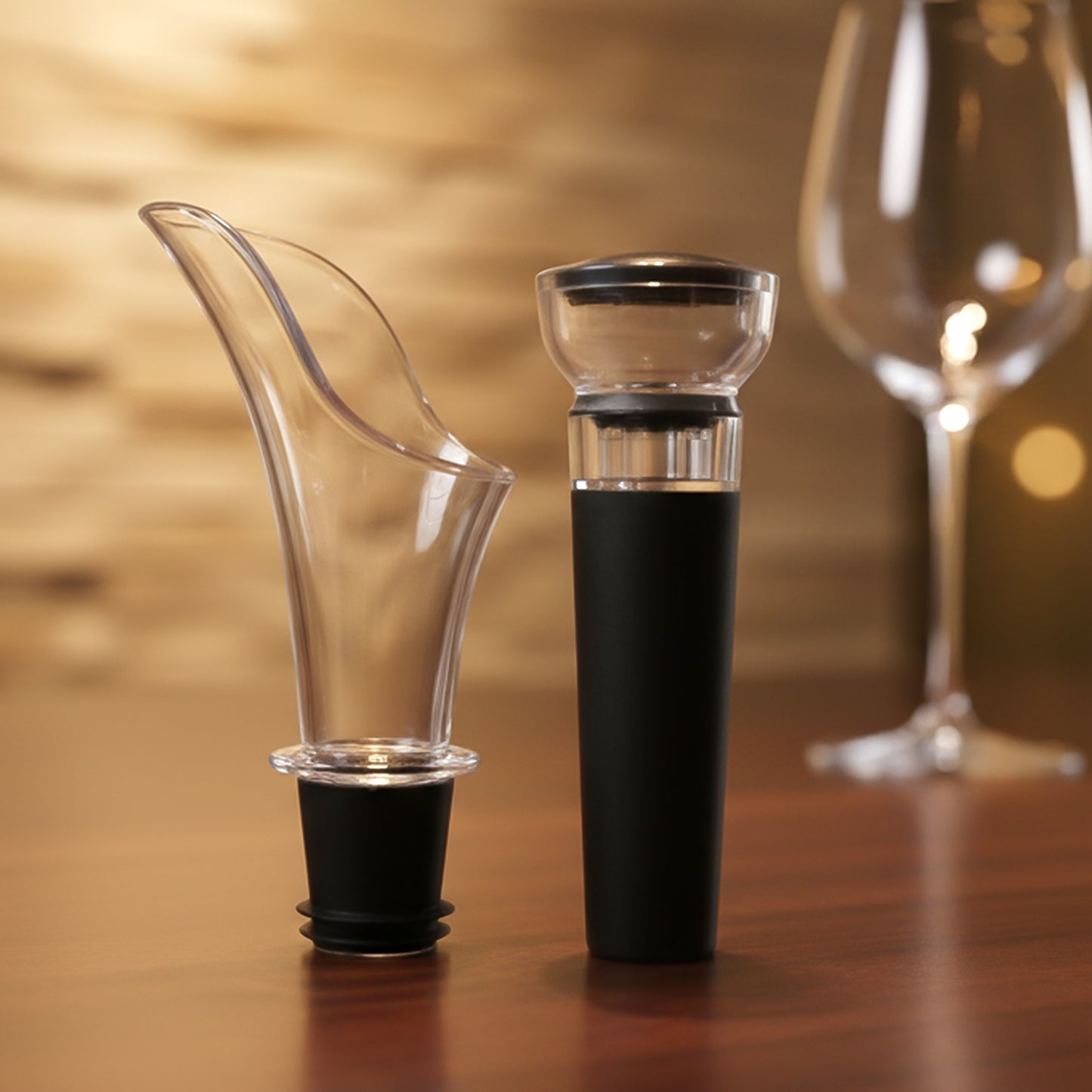 Wine Pourer and Vacuum Stopper Set - 2 Pc for Freshness - Happy Price - Image 5