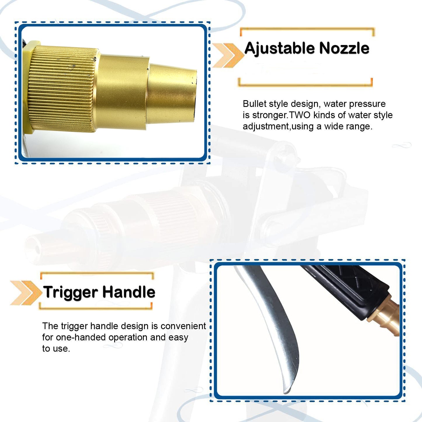 Durable Gold Plated Metal Trigger Hose Nozzle Water Lever Spray - Happy Price - Image 2