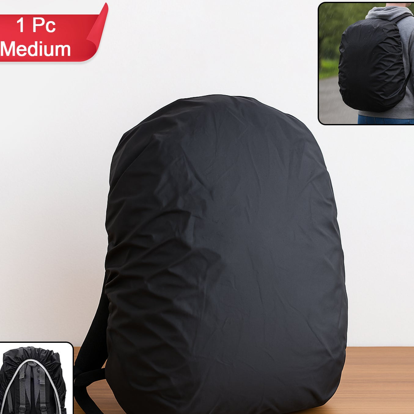 Heavy Waterproof Nylon Rain Coverdust Cover - Elastic Adjustable For Laptop Bags And Backpacks School Bag Waterproof Cover Dust Proof Backpack Laptop Bag Cover (1pc) - Happy Price - Image 1