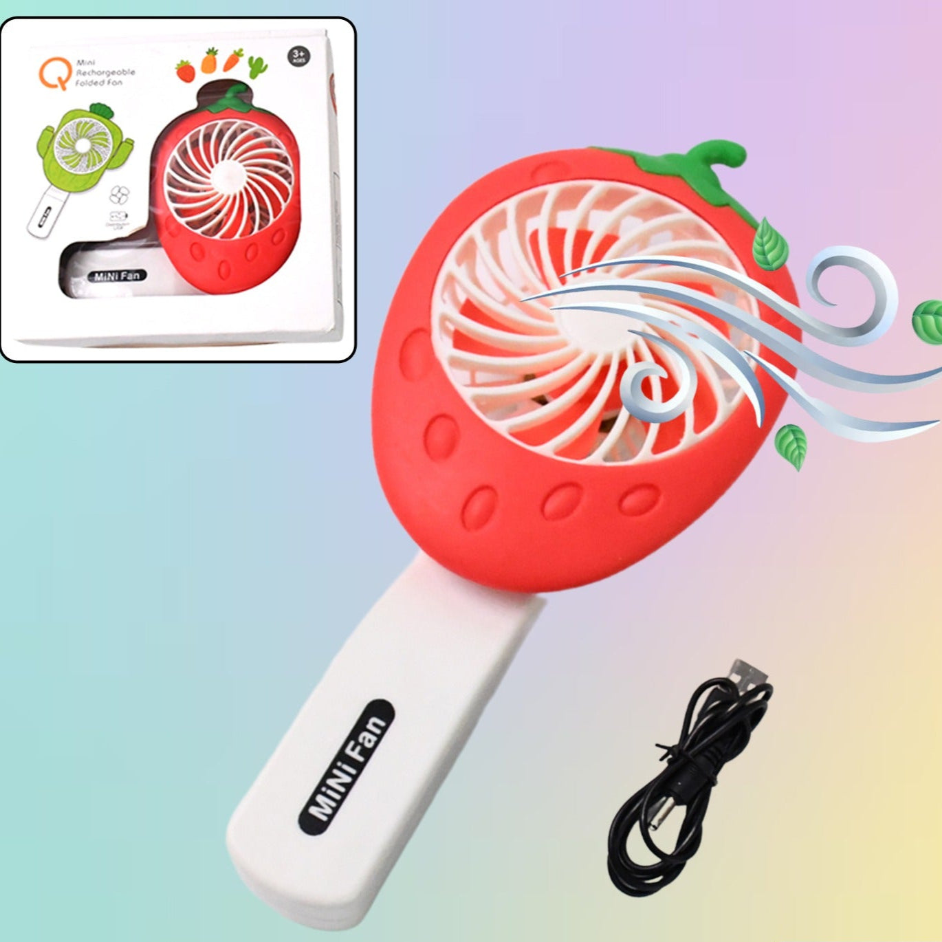 Rechargeable Handheld Mini Fan (Battery Not Included  Mix Color) - Happy Price - Image 1