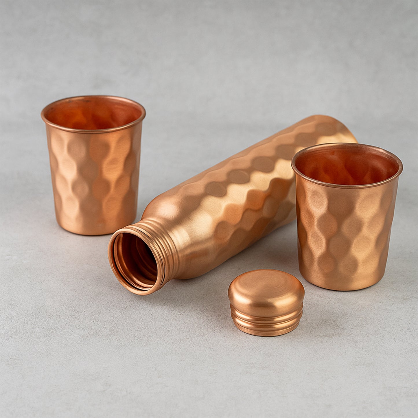Diamond Cut Copper Water Bottle 2 Glasses With Gift Box (3 Pcs Set) - Happy Price - Image 6