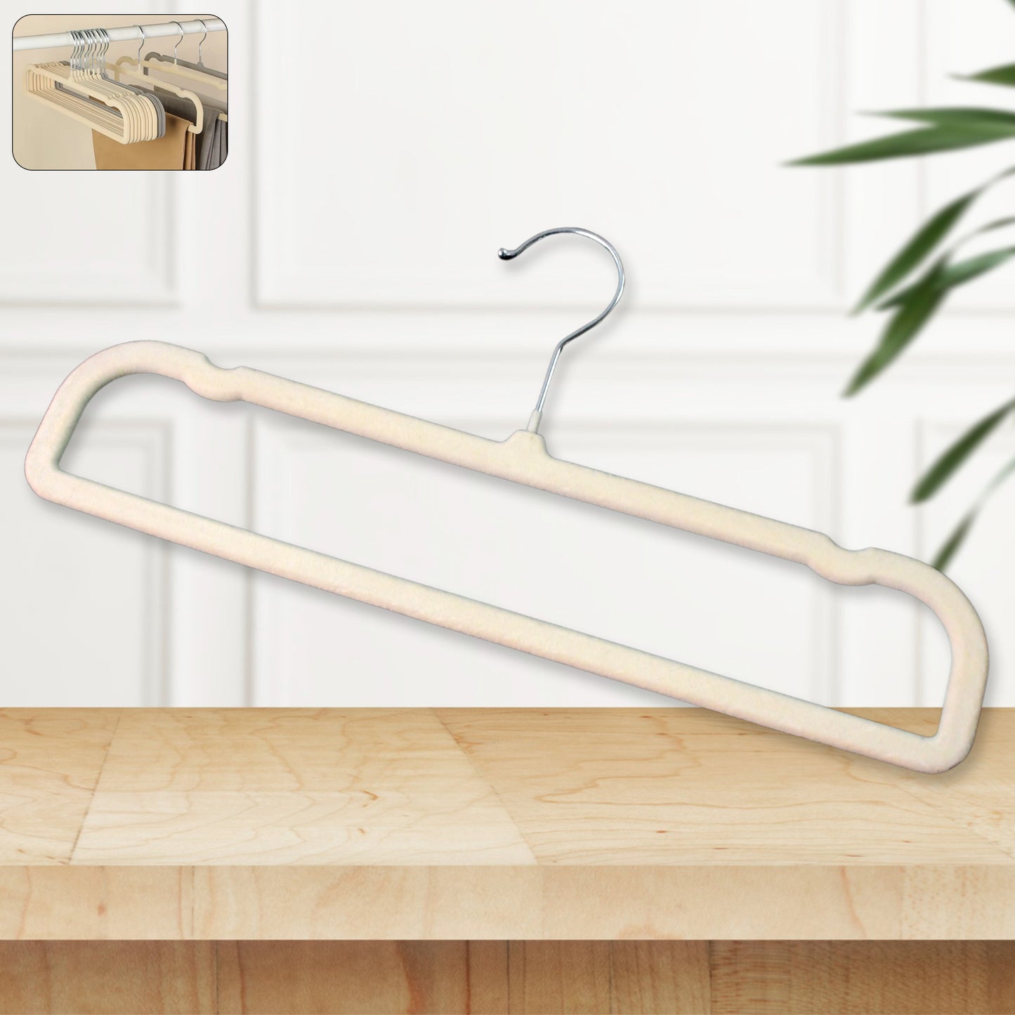 Velvet Non-Slip Hanger with Metal Hook - 1 Pc - Happy Price - Image 2