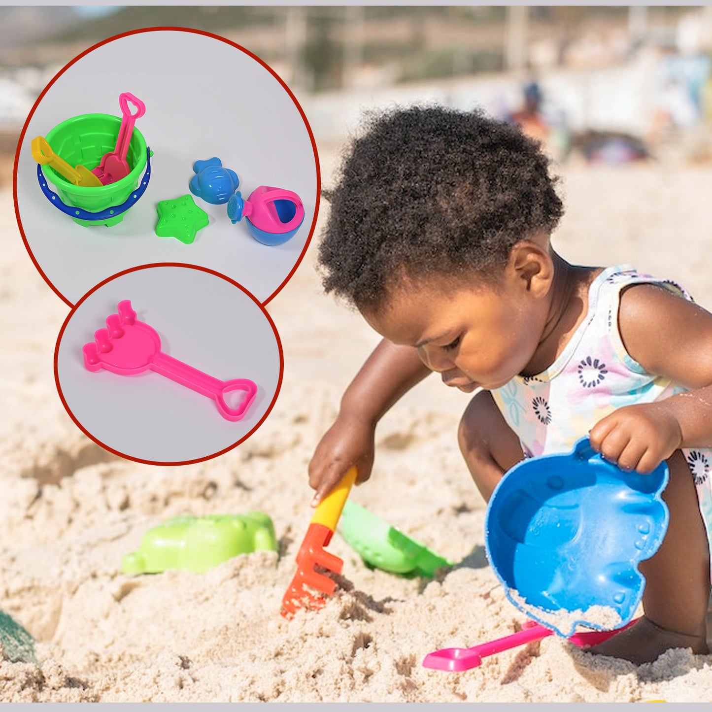 Sand Game Castle Building Plastic Beach Toy Set For Kids Summer Fun Creative Activity Playset Gardening Tool With Accessories  Bucket-pack Of 6 Pcs - Happy Price - Image 4