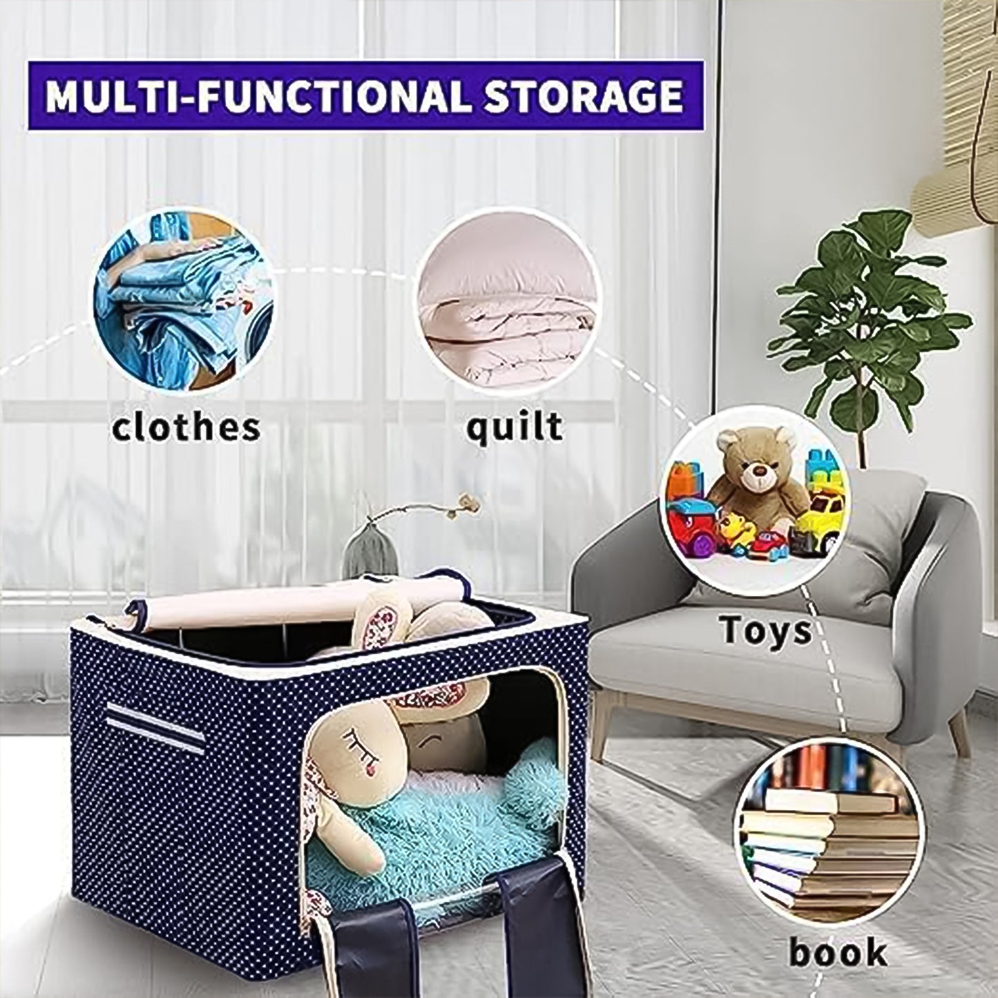 Foldable Steel Frame Storage Box with Window - 50x40 cm - Happy Price - Image 5