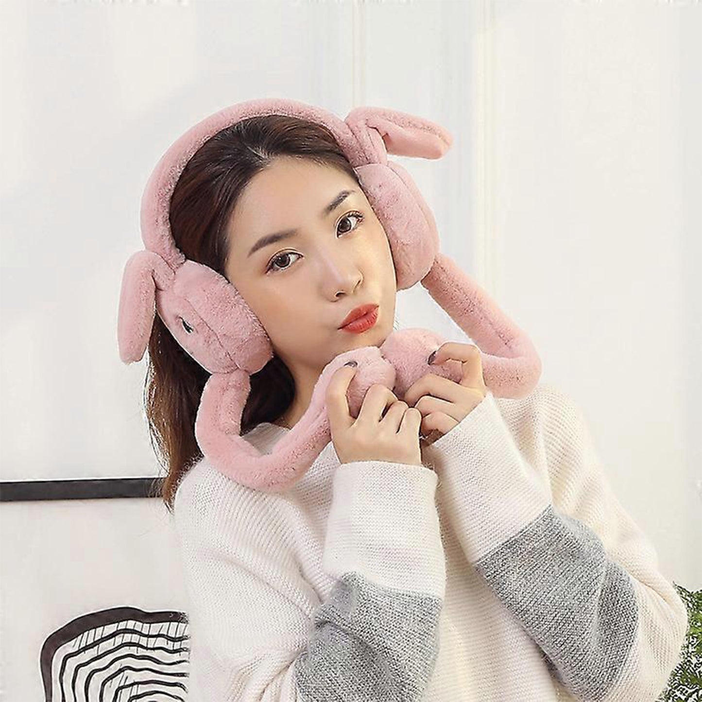 Cute Jumping Rabbit Ear Plush Earmuffs (1 Pc) - Warm Winter Ear Protection - Happy Price - Image 6